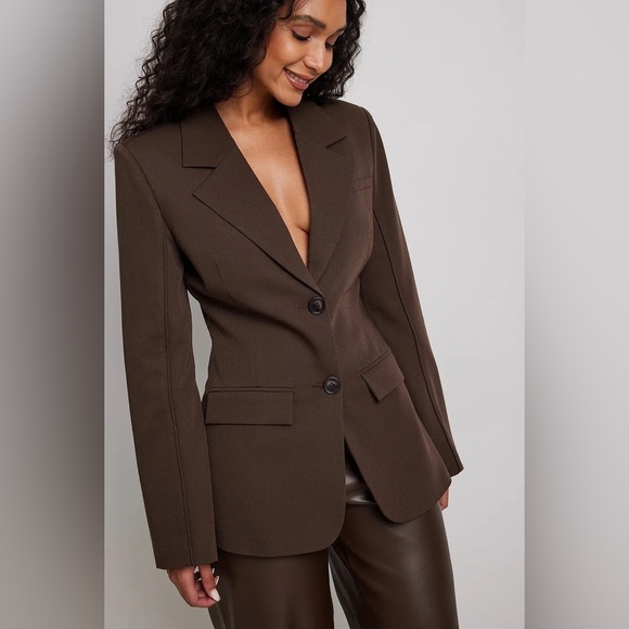 NA-KD Brown Tailored Cut Out Blazer - Picture 7 of 10